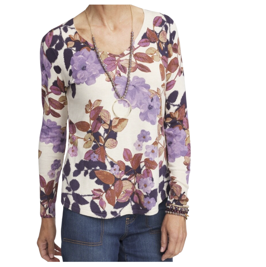 Floral V-Neck Pullover